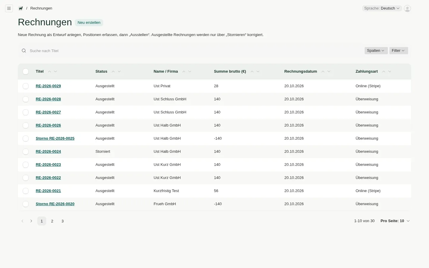 Webseite & Buchungssystem Achensee-Alpaka: Rechnungen ausstellen und sauber stornieren
